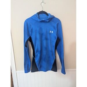 Under Armour ColdGear Infrared Compression Hoodie Blue Black Mens Medium 1387387